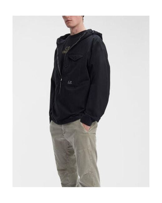 C P Company Blue Embroidered-Logo Utility Windbreaker for men