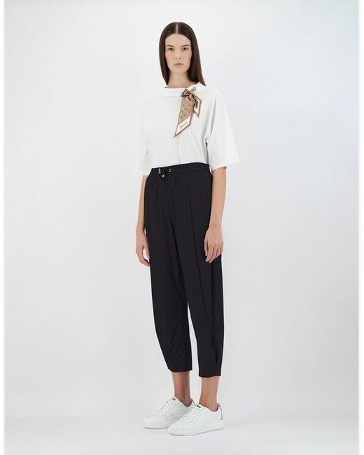 Herno Blue Lightweight Drawstring Cropped Trousers