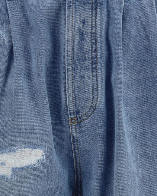 Brunello Cucinelli Blue Distressed Pleated Jeans for men