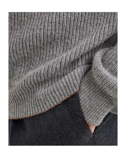 Canali Gray Melange Wool And Cashmere Zippered Cardigan for men