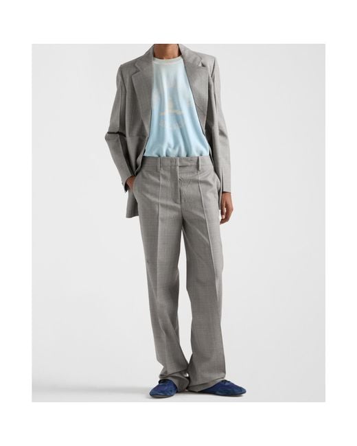 Prada Blue Logo Printed Crewneck Sweatshirt