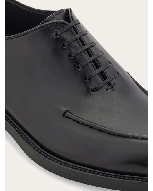 Ferragamo Black Oxford Shoe With Stitching Detail for men