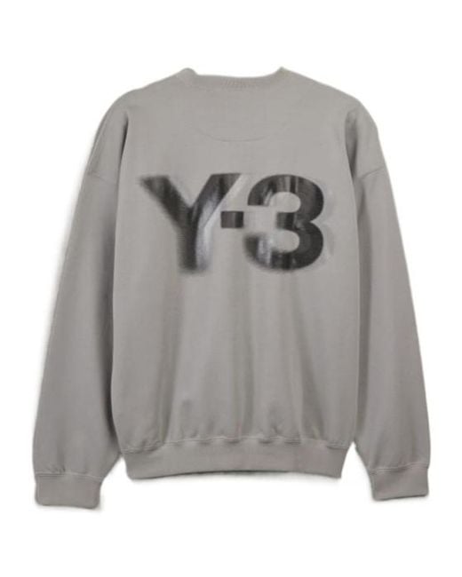 Y-3 Gray Logo Printed Crewneck Sweatshirt for men