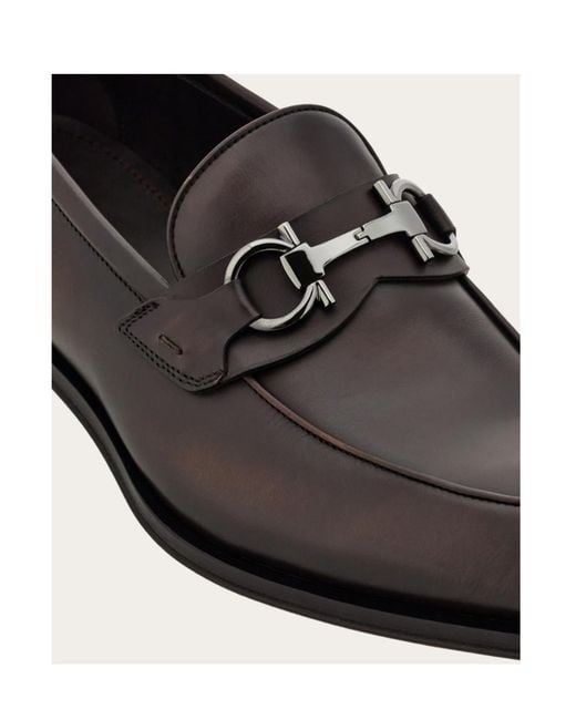 Ferragamo Black Loafer With Gancini Buckle for men