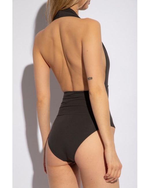 Totême Black Totême Halterneck Open Back Swimsuit