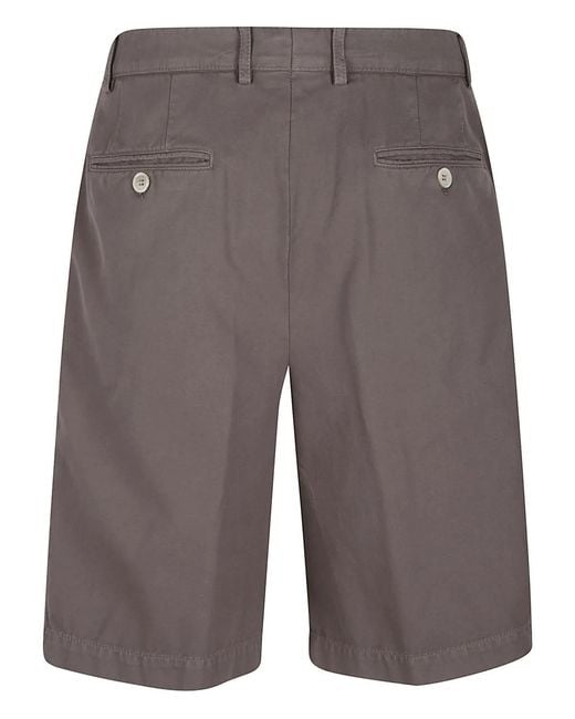 Brunello Cucinelli Gray Pleated Detail Shorts for men