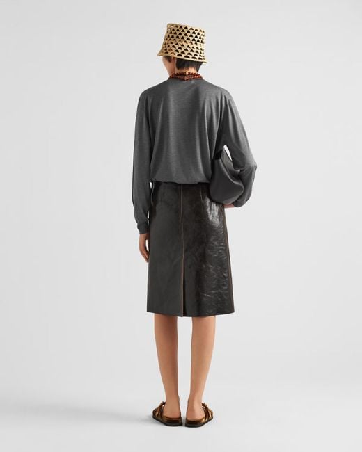 Prada Black A-Line Midi Skirt