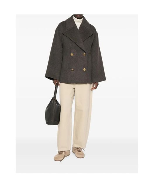 P.A.R.O.S.H. Black Notch-Lapel Double-Breasted Coat