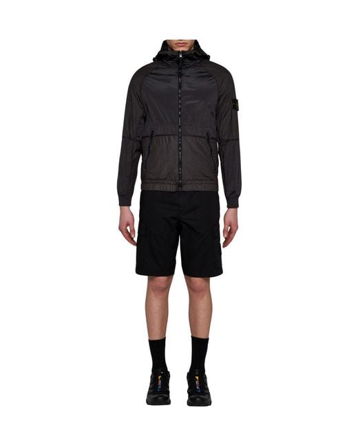Stone Island Black Zip Up Hooded Jacket for men