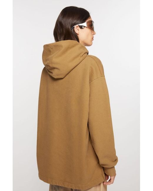 Acne Natural Logo Printed Drop Shoulder Hoodie