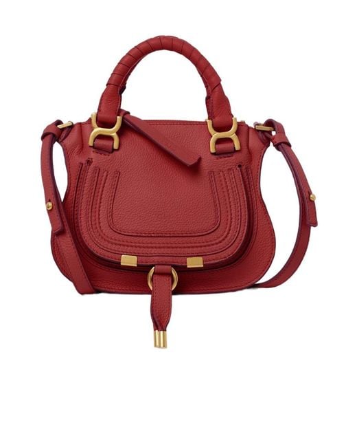 Chloé Red Debossed-Logo Leather Shoulder Bag