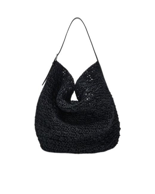 Totême Black Totême Belt Detailed Top Handle Tote Bag