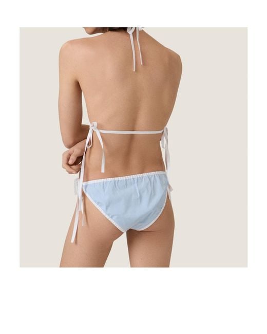Miu Miu Blue Poplin Bikini Briefs