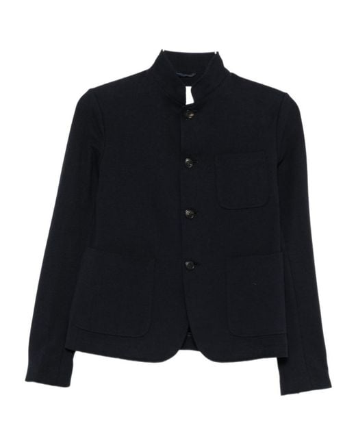 Circolo 1901 Blue Mandarin-Collar Patch-Pocket Jacket