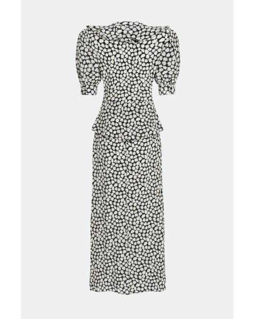 Alessandra Rich Multicolor Floral Printed V-Neck Midi Dress