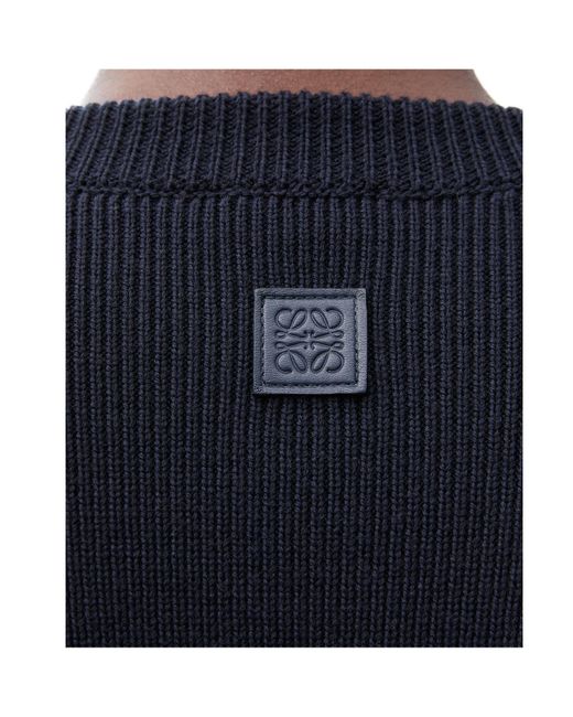 Loewe Blue Dropped Shoulder Knitted Jumper