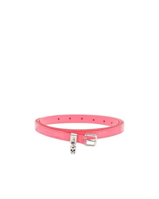 McQueen Pink Skull Charm Buckle Belt