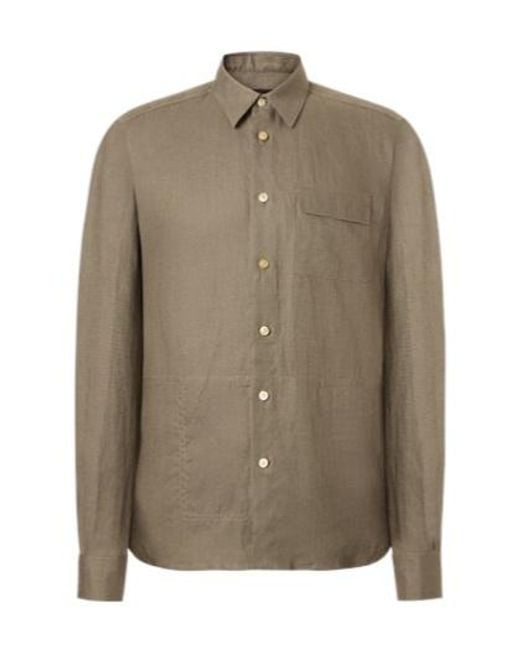 Kiton Green Linen Shirt for men