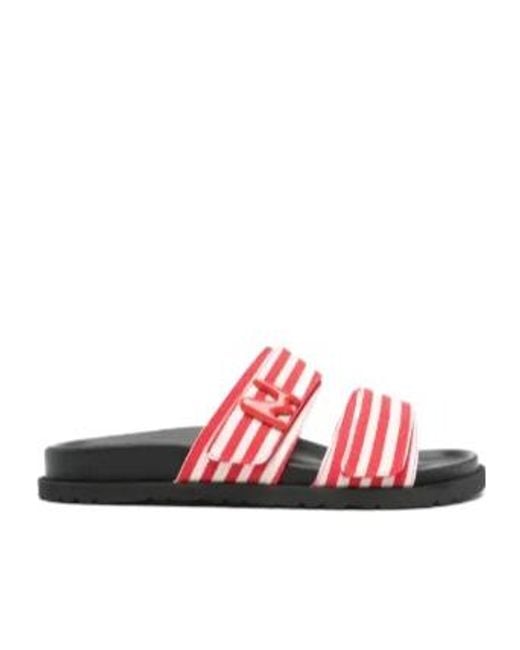 MSGM Red Striped Canvas Slides