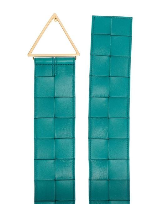 Bottega Veneta Green Maxi Intreccio Triangle-Buckle Belt