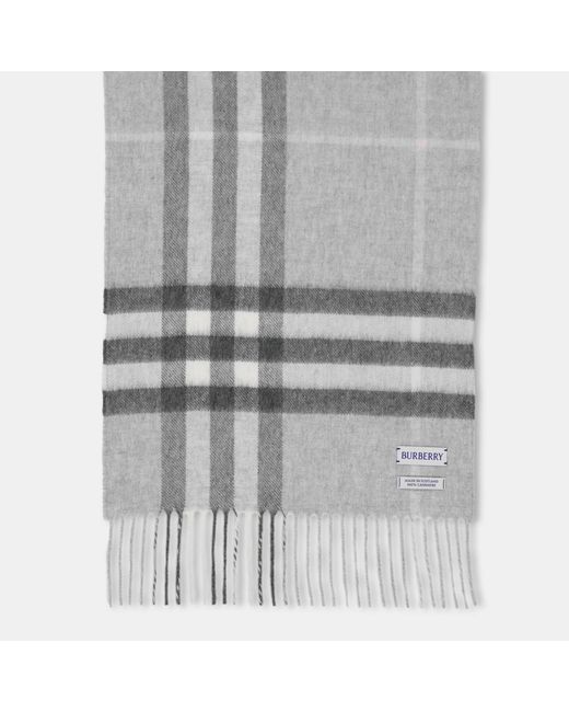 Burberry Gray Plaid Cashmere Scarf