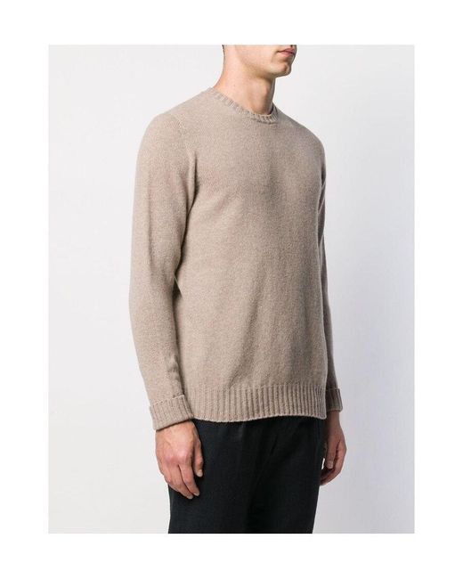 Drumohr Natural Ribbed Knit Pullover for men