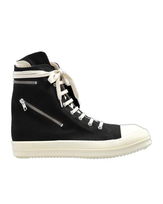 Rick Owens Black High Top Lace-Up Sneakers for men