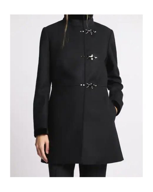 Fay Black Virginia Toggle Wool Coat