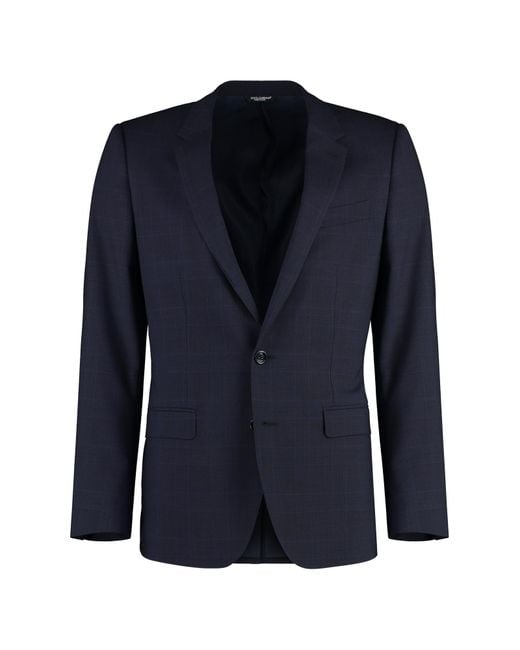 Dolce & Gabbana Blue Single-Breasted Glen Plaid Martini-Fit Suit for men