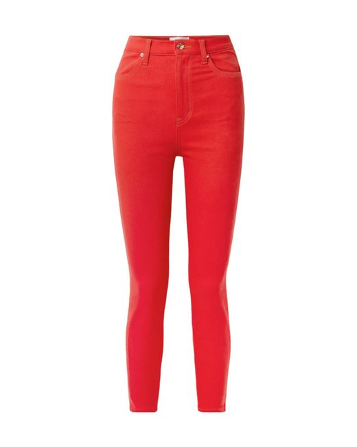 FRAME Red High Waist Skinny Jeans