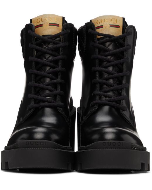 Gucci Black Lace-Up Ankle Boots