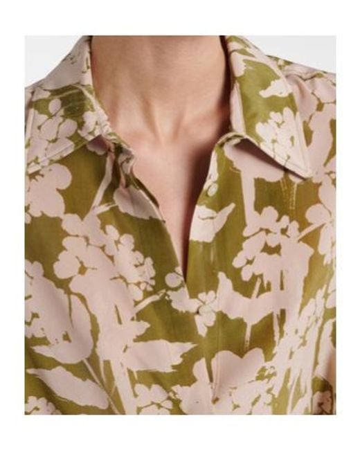 Victoria Beckham Metallic Printed Gathered Silk Blouse