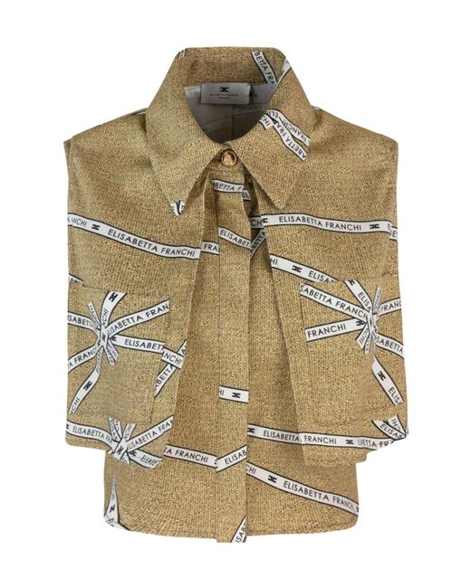 Elisabetta Franchi Metallic Logo-Printed Sleeveless Shirt