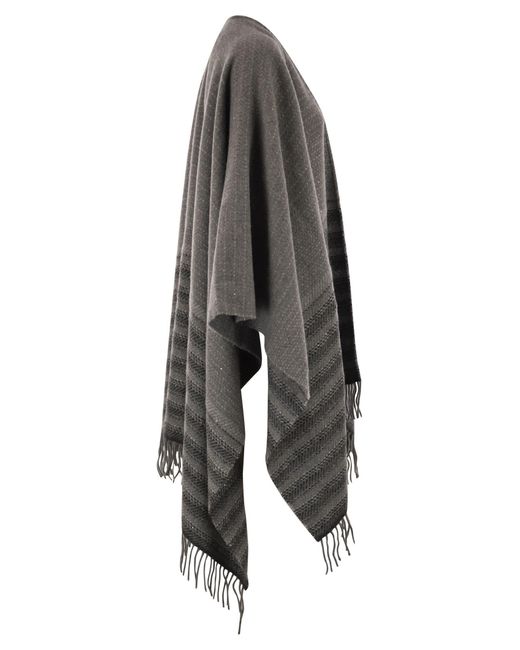 Peserico Gray Lurex Fringe Cape