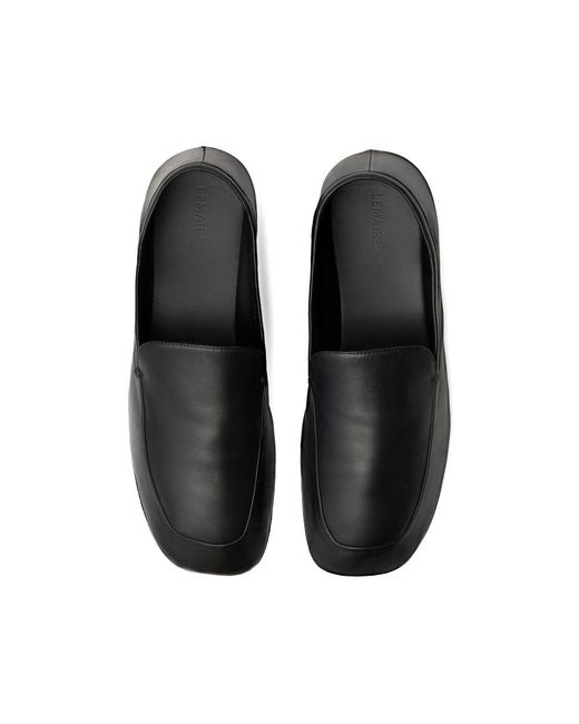 Lemaire Black Minimal Slip-On Loafers for men