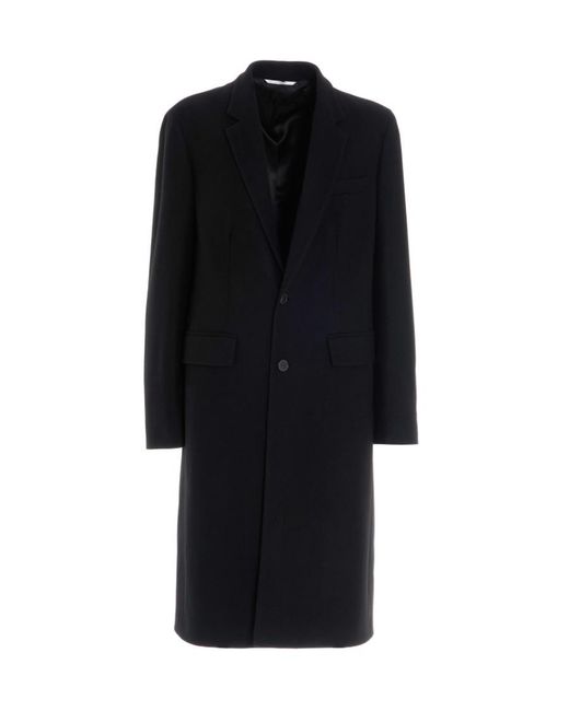 Valentino Black Single-Breasted Wool Coat for men