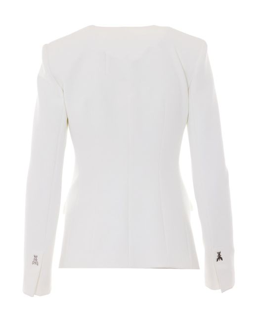 Patrizia Pepe White V-Neck Single-Breasted Blazer