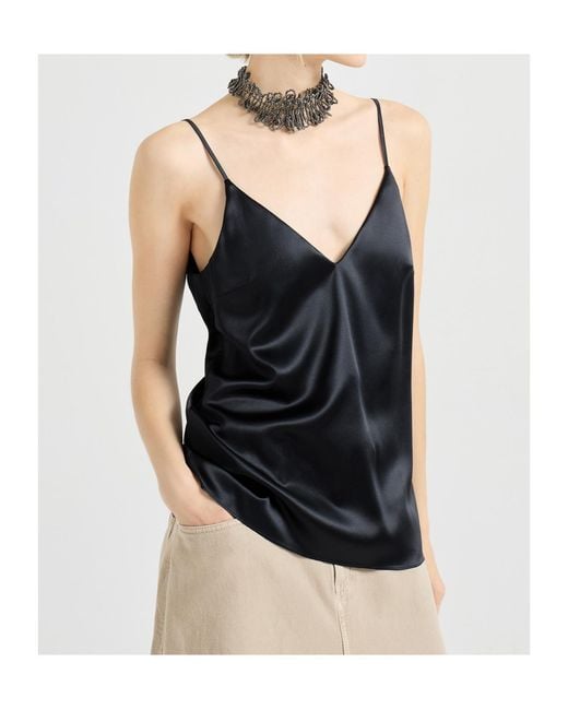 Brunello Cucinelli Black V-Neck Sleeveless Top