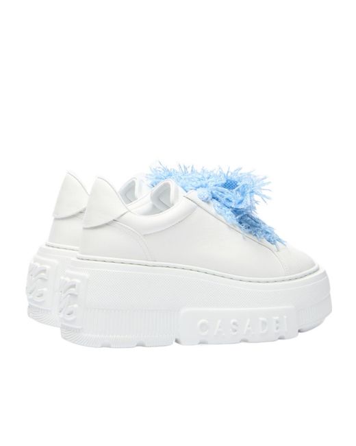 Casadei Blue Nexus Fluffy-Lace Low-Top Sneakers