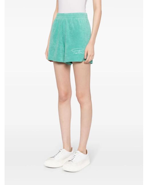 Patou Green Logo Embroidered Terry Shorts