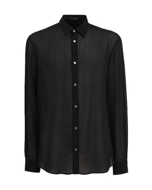 Ann Demeulemeester Black Andre Tonal Striped Classic Shirt for men