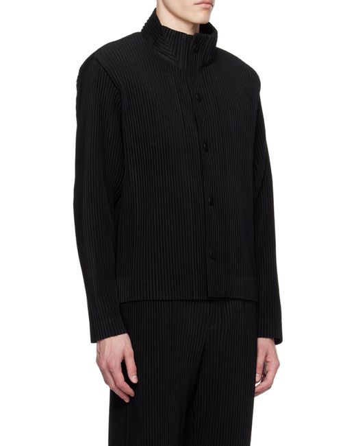 Homme Plissé Issey Miyake Black Homme Plissé Issey Miyake High-Neck Buttoned Jacket for men