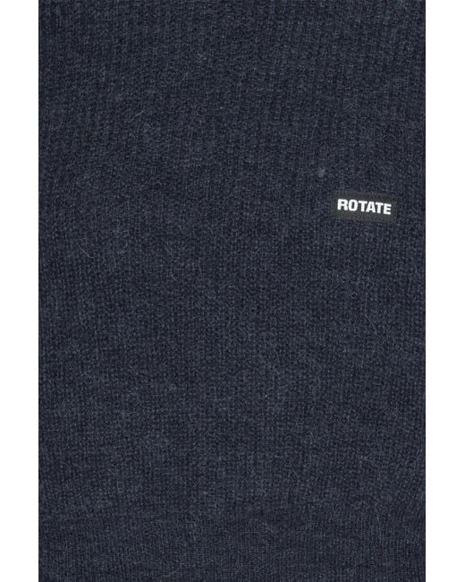 ROTATE BIRGER CHRISTENSEN Blue Cuffed-Sleeve Crewneck Sweater