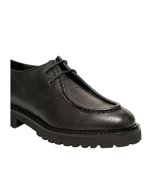 Doucal's Brown Grained Leather Derby Shoes for men