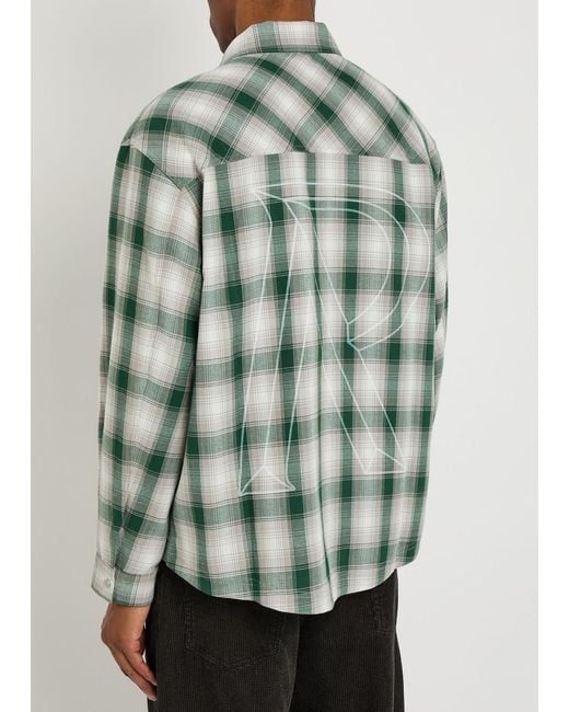 Represent Green Plaid Cotton Shirt for men