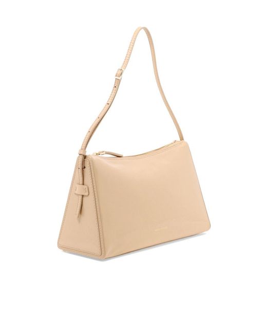 MANU Atelier Natural Logo Detailed Zip-Up Shoulder Bag