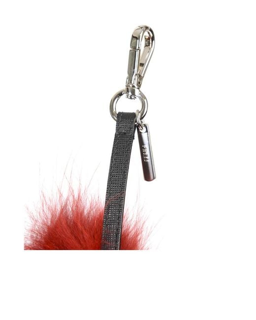 Fendi Red Eye Pattern Fox Fur Key Chain for men
