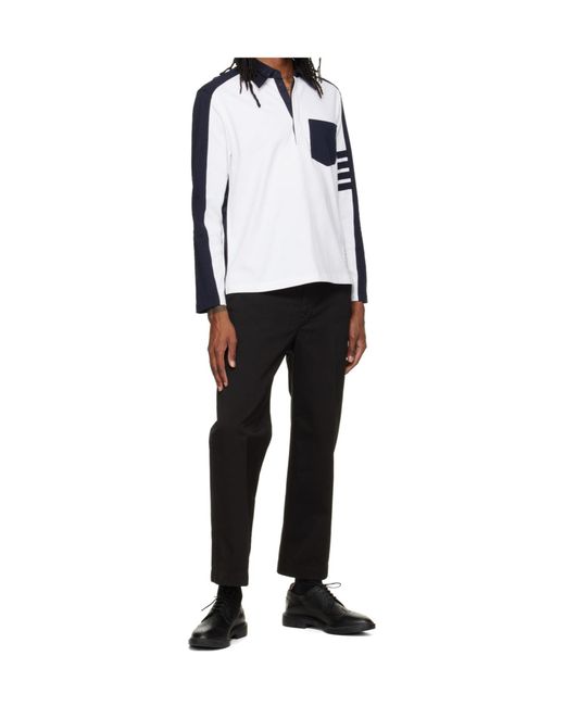 Thom Browne White Oversized Colorblock Rugby Polo for men