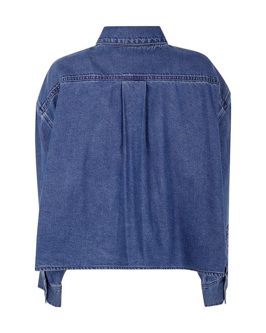 7 For All Mankind Blue Button-Down Long-Sleeved Shirt