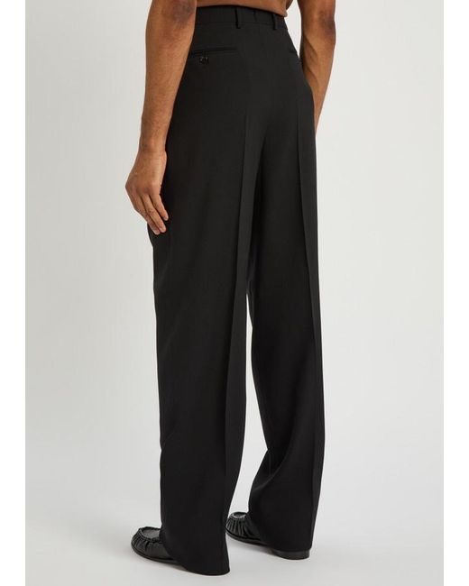 Tom Ford Black Double Pleat Wool-Blend Trousers for men